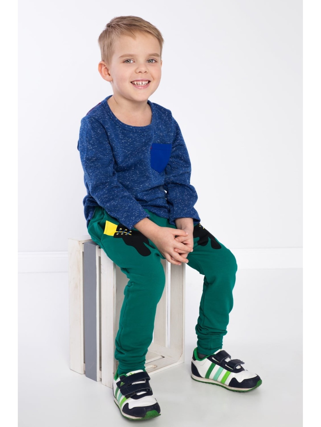 Blue boys\' blouse with a pocket DZ9027 - Online store - Boutique